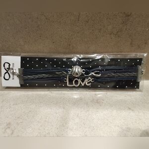 NWT Baseball/Softball Silver/Navy/Gray Love--infinity Make A Wish Charm Bracelet